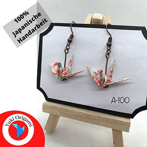Schöne handgefertigte Origami-Kranich-Ohrringe aus Japan a-100
